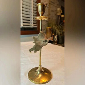 VINTAGE: Cherub brass candlestick holder